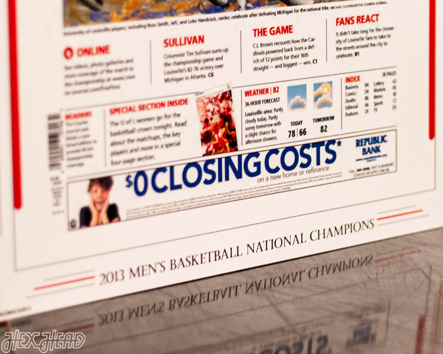 The Courier-Journal Louisville Cardinals 2013 Basketball National Champions Front Page - APRIL 9, 2013