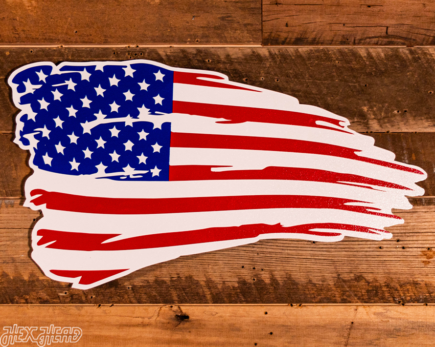 Tattered American Flag Single Layer Metal Wall Art