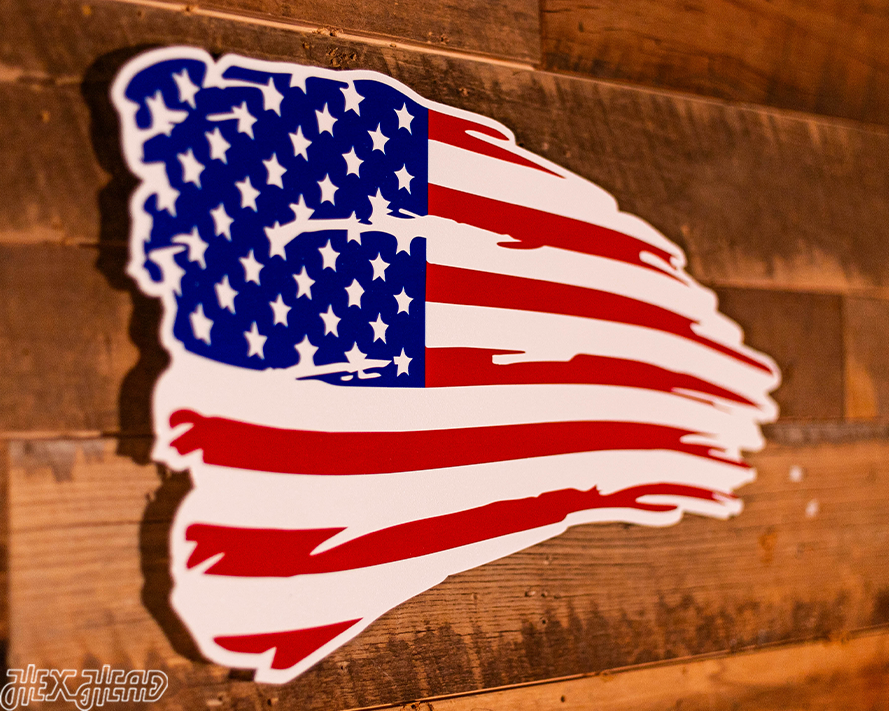 Tattered American Flag Single Layer Metal Wall Art