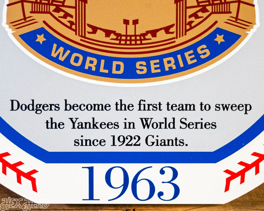 VARSITY Collection- SINGLE Layer Los Angeles Dodgers 1963 World Series Wall Art