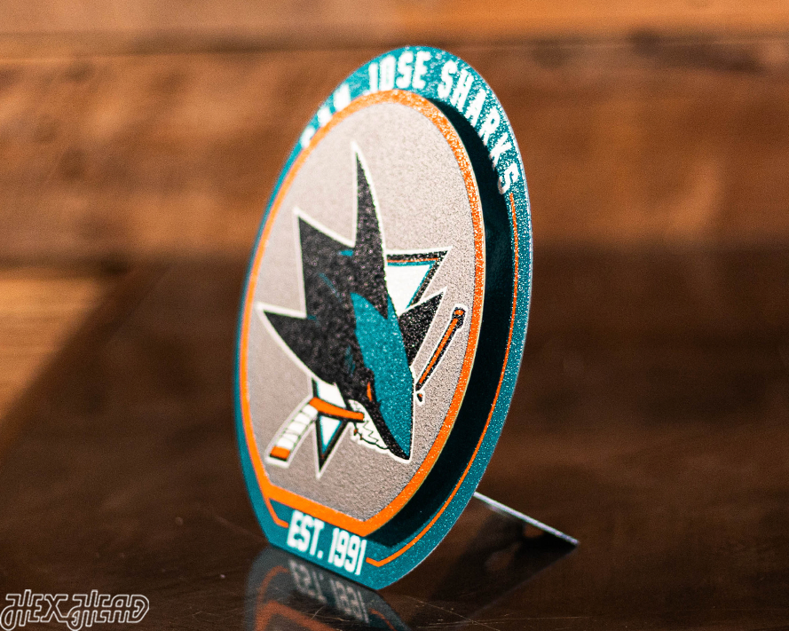 San Jose Sharks "Double Play" On the Shelf or on the Wall Art