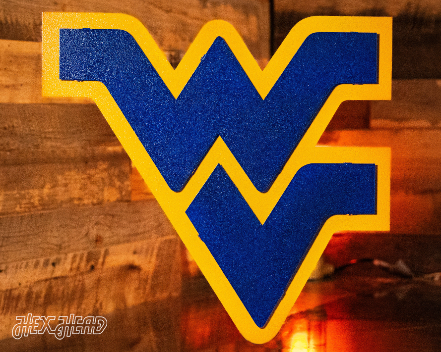 West Virginia "Flying WV" Blue on Gold 3D Metal Art