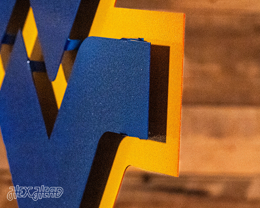 West Virginia "Flying WV" Blue on Gold 3D Metal Art