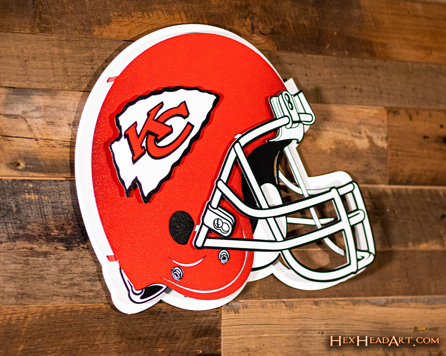 BLITZ Collection - 8 Layer Kansas City Chiefs Helmet 3D Vintage Metal Wall Art