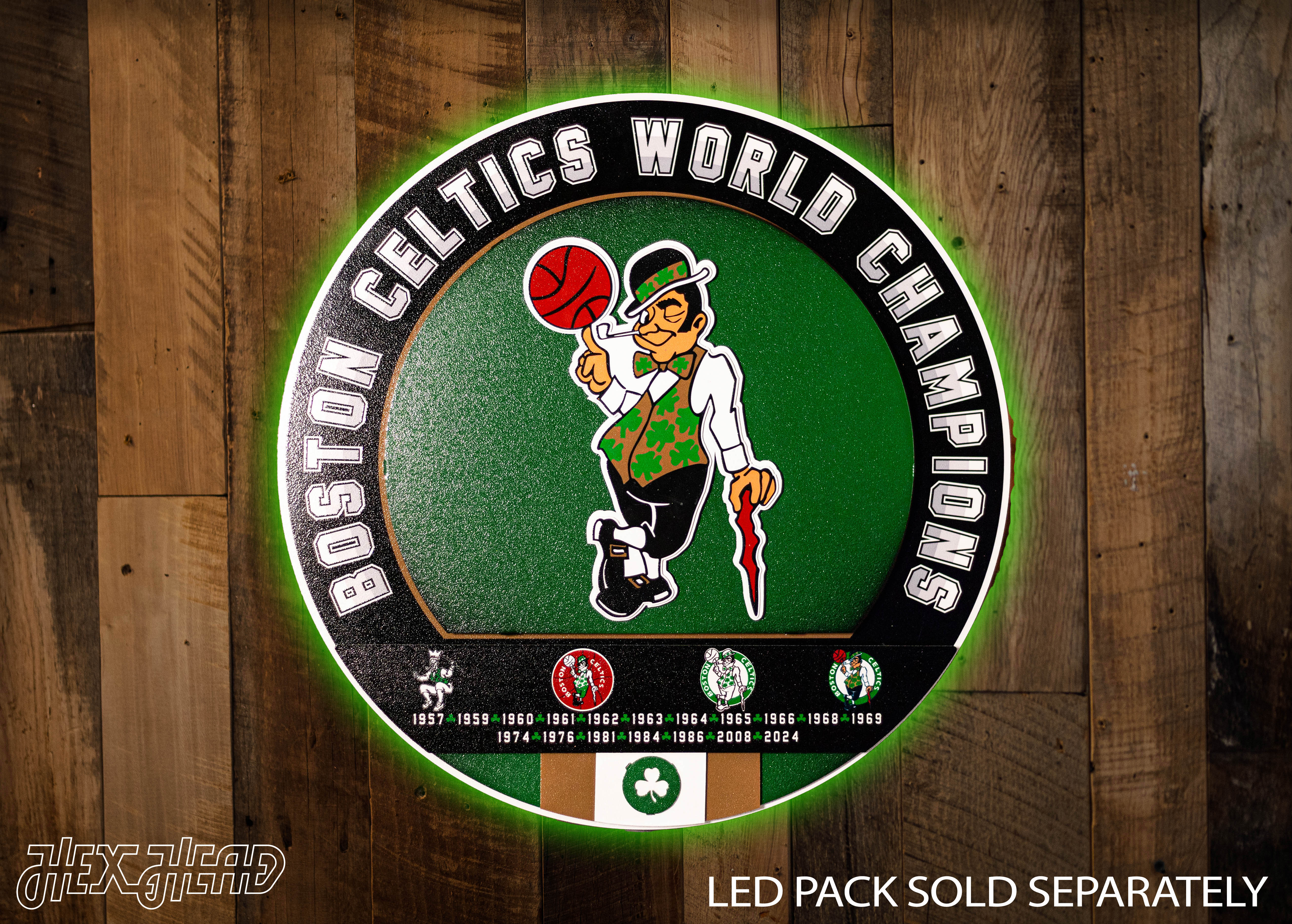 Boston Celtics DYNASTY- World Championship Wins w/ Replaceable Icon Plate 3D Metal Wall Art