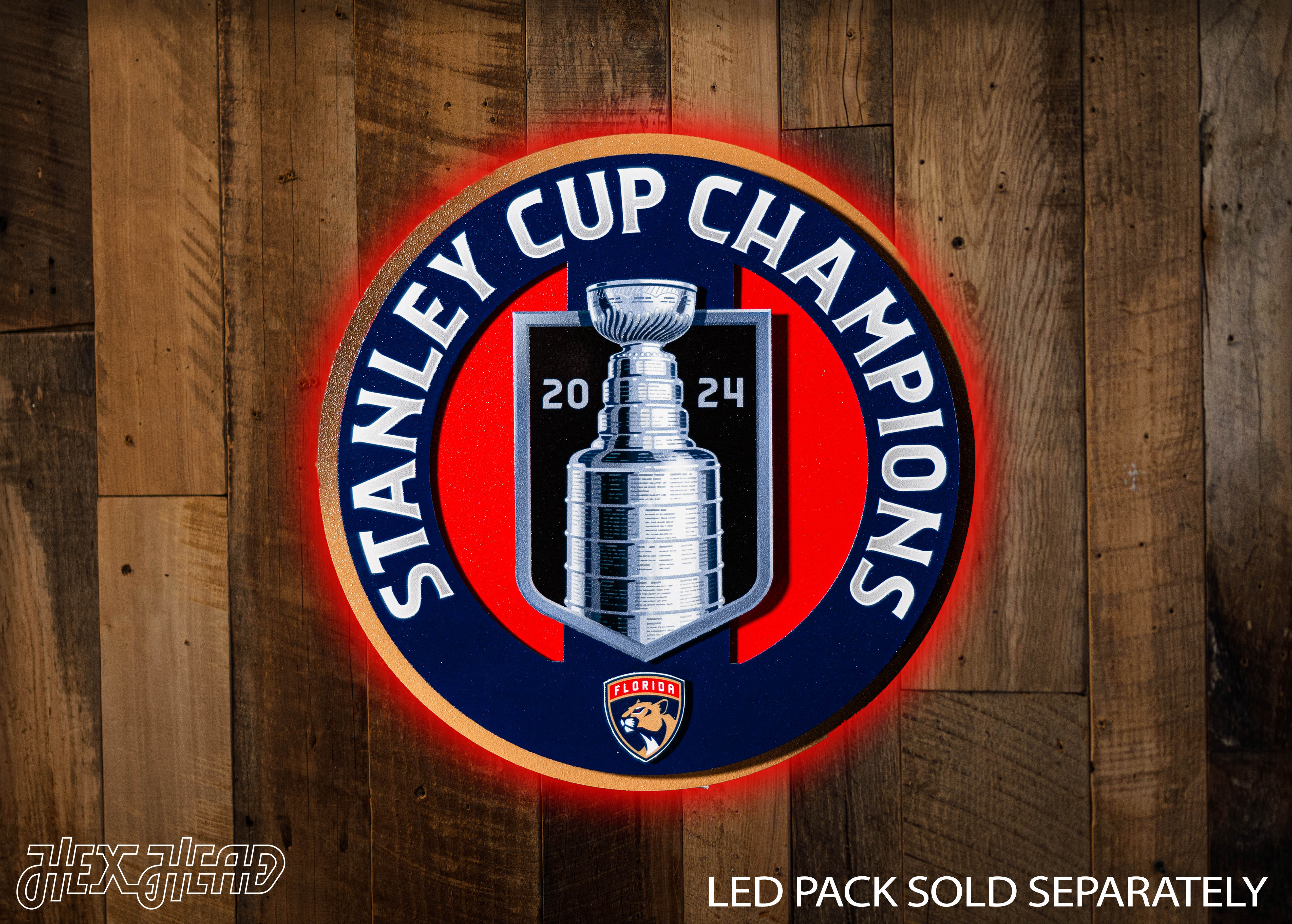 12" Florida Panthers HEX HEAD EXCLUSIVE Design 2024 Champions 3D Metal Wall Art