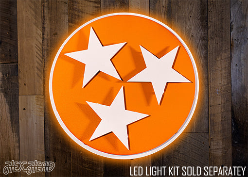 Tennessee Tri Star Orange with Vintage White 3D Metal Wall Art