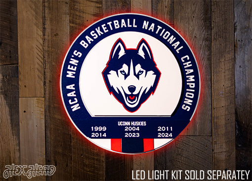 Connecticut UCONN Huskies DYNASTY- Men's Basketball Championships w/ Replaceable Icon Plate 3D Vintage Metal Wall Art
