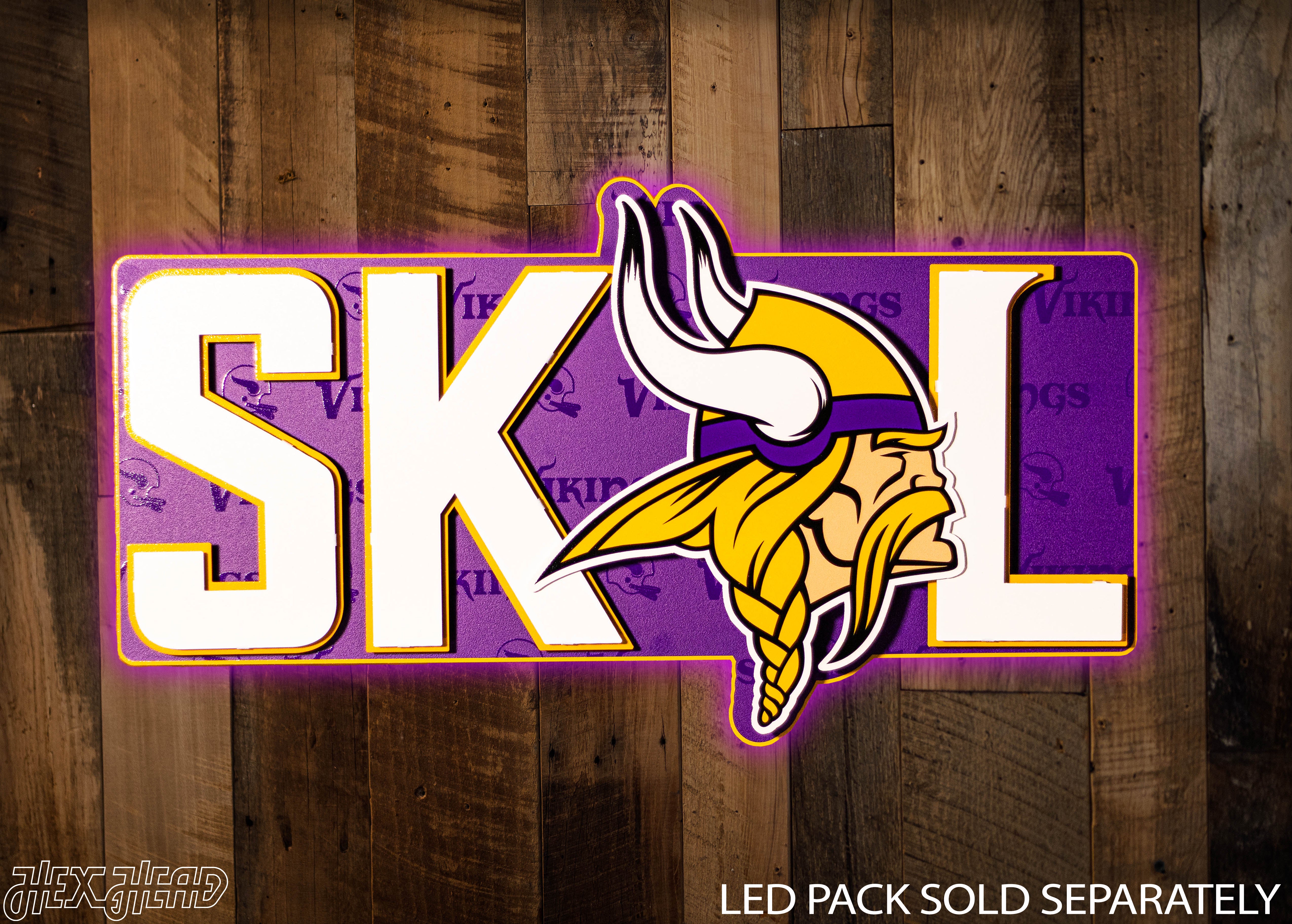 Minnesota Vikings "SKOL" Hex Head Exclusive 3D Vintage Metal Wall Art