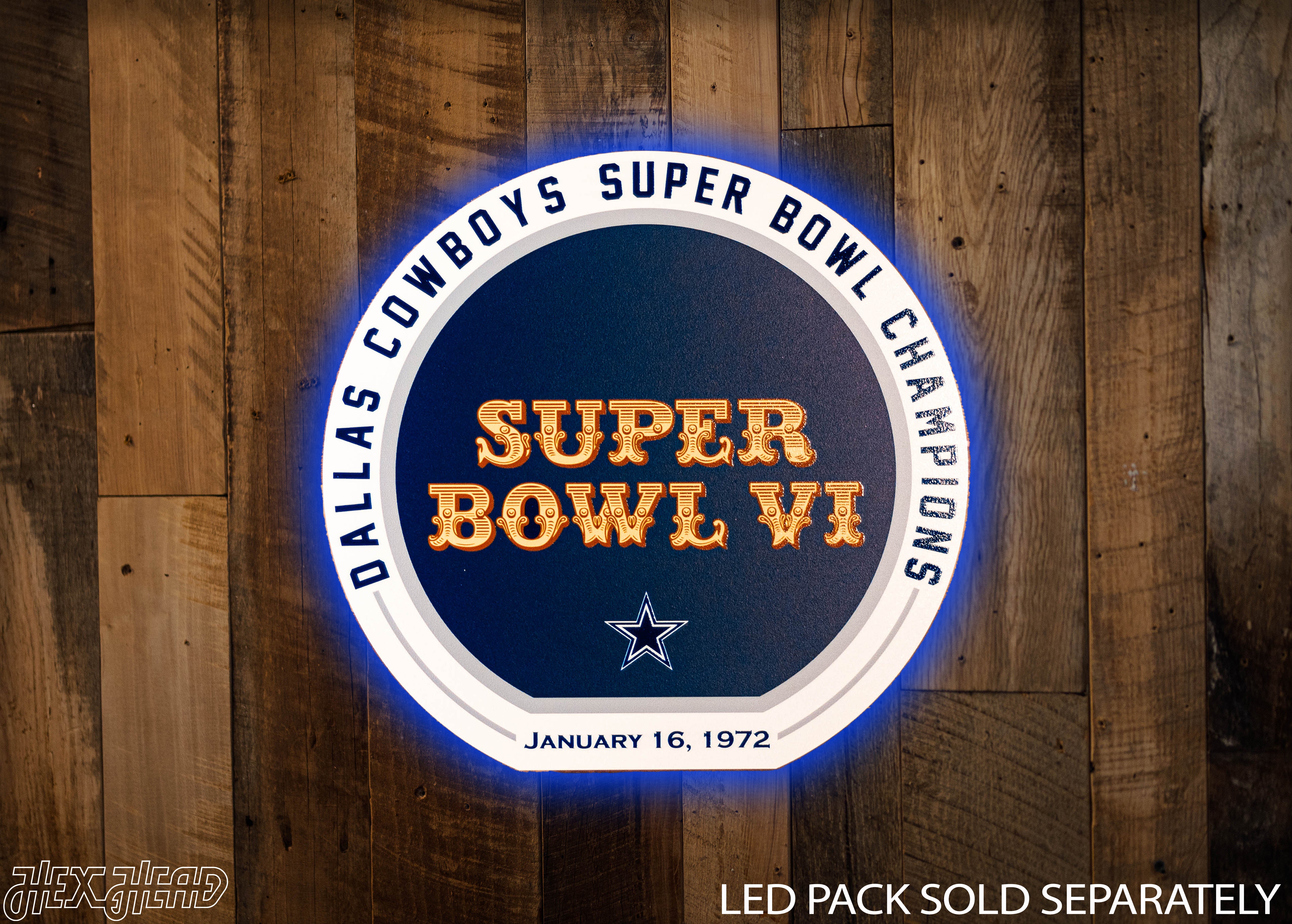 VARSITY Collection- SINGLE Layer Dallas Cowboys Super Bowl VI Metal Wall Art
