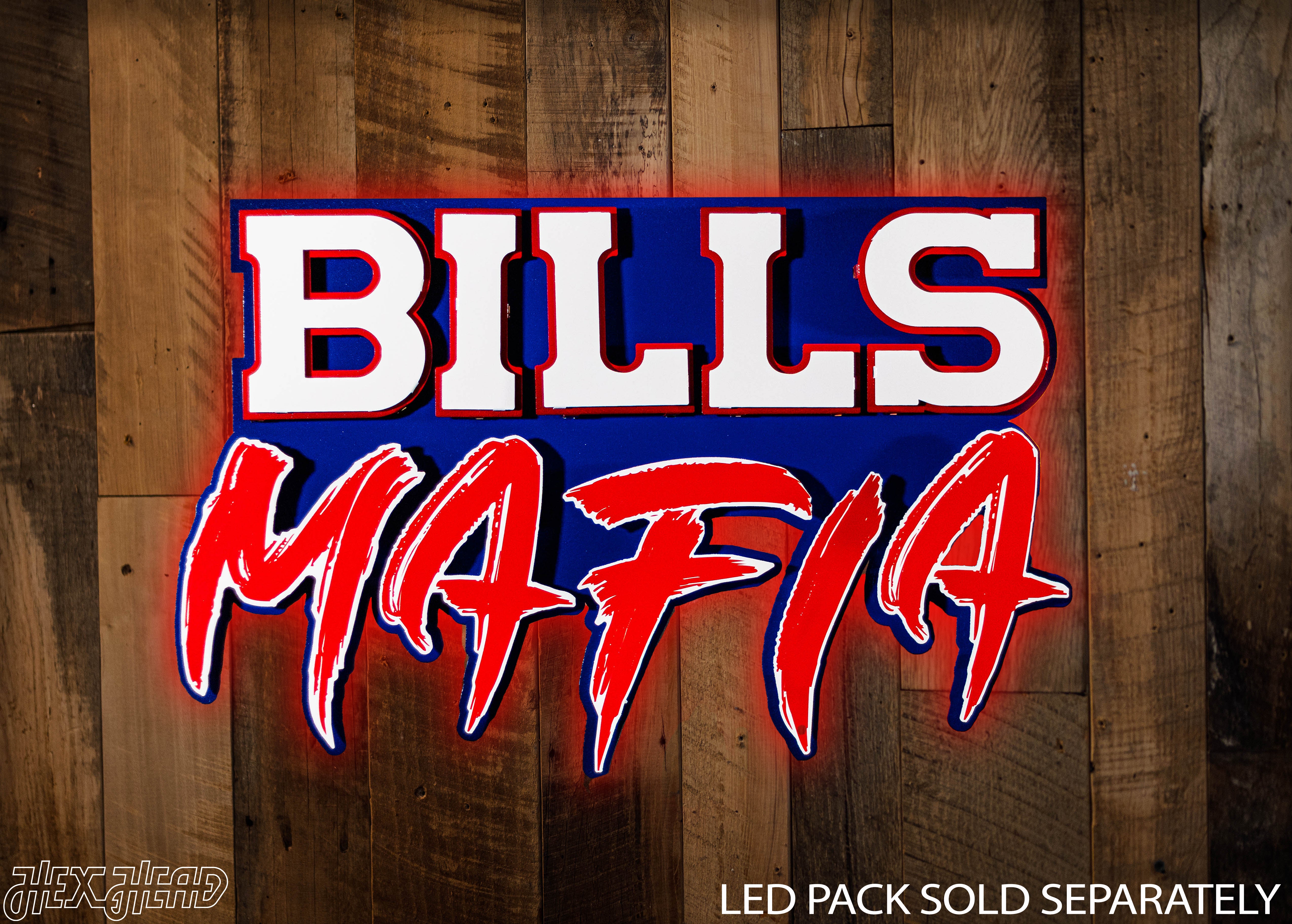 Buffalo Bills "BILLS MAFIA" Wordmark 3D Vintage Metal Wall Art