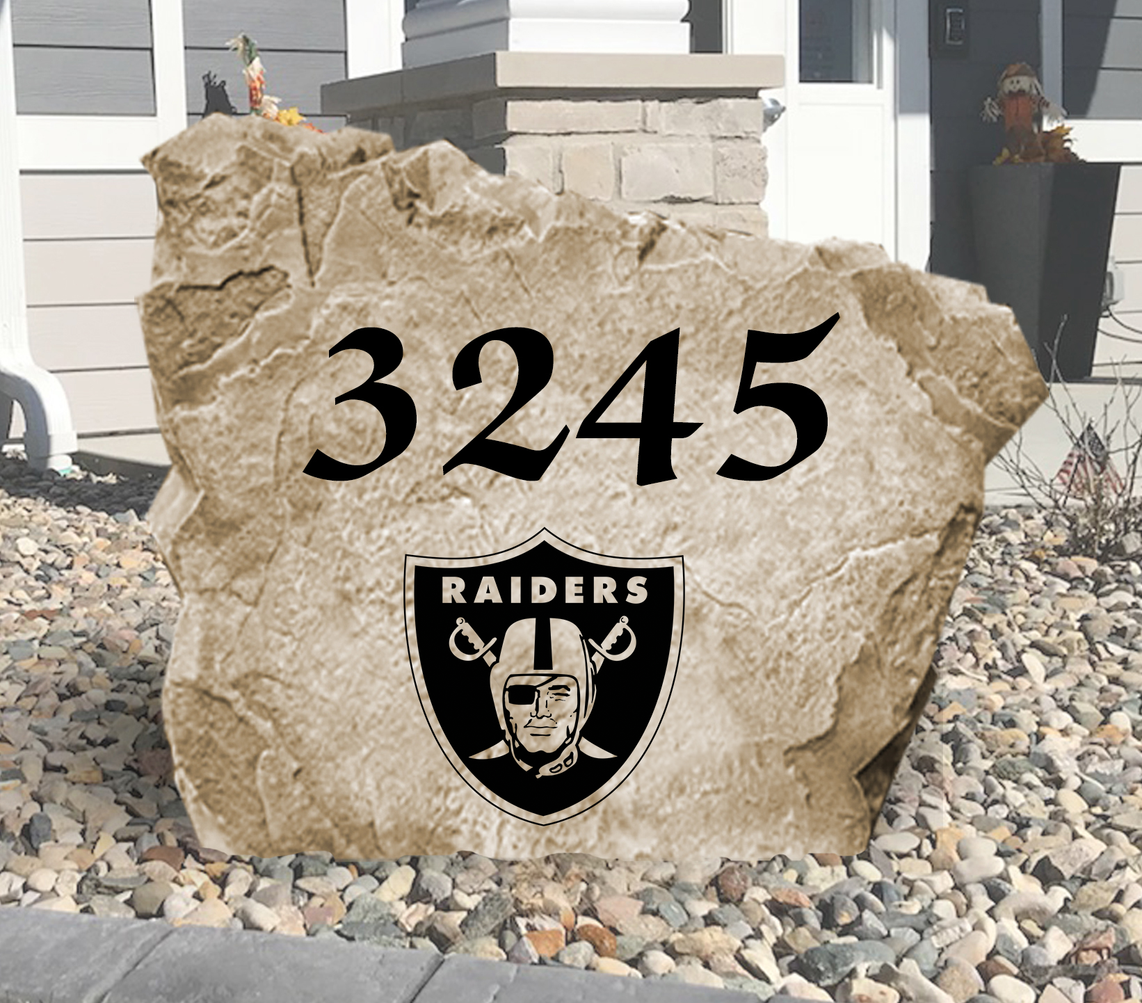 Las Vegas Raiders Design-A-Stone Landscape Art Address Stone