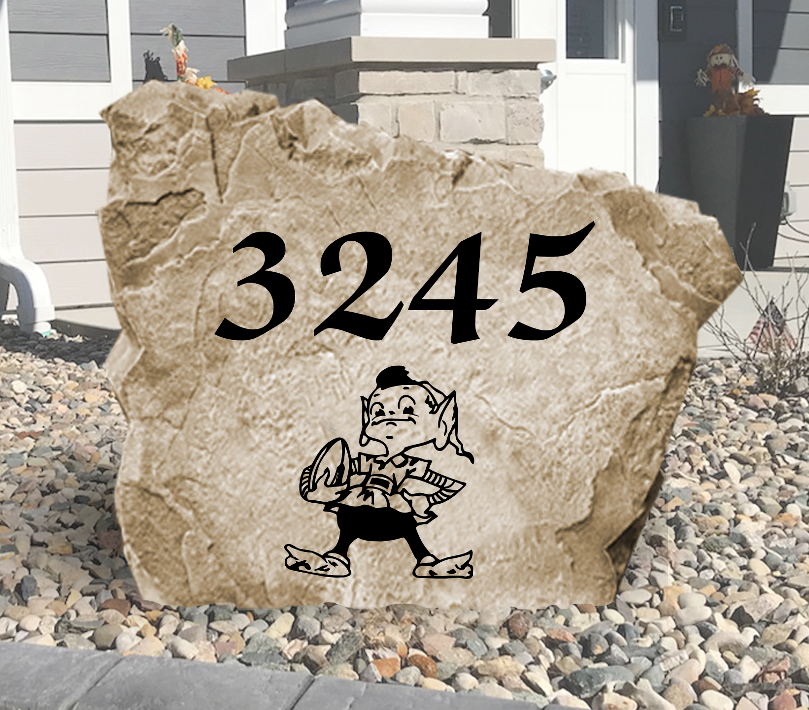 Cleveland Browns Design-A-Stone Landscape Art Address Stone