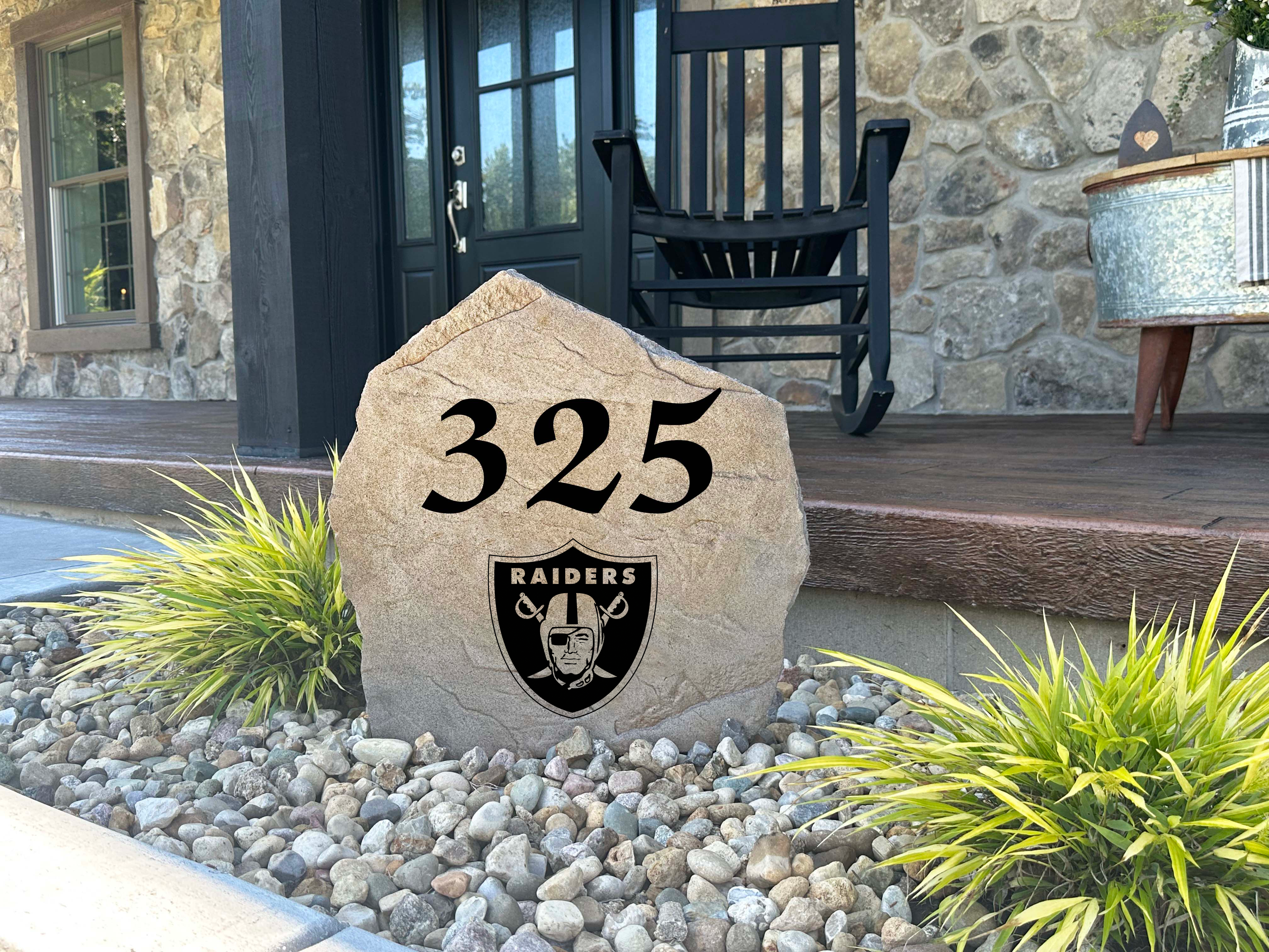 Las Vegas Raiders Design-A-Stone Landscape Art Address Stone