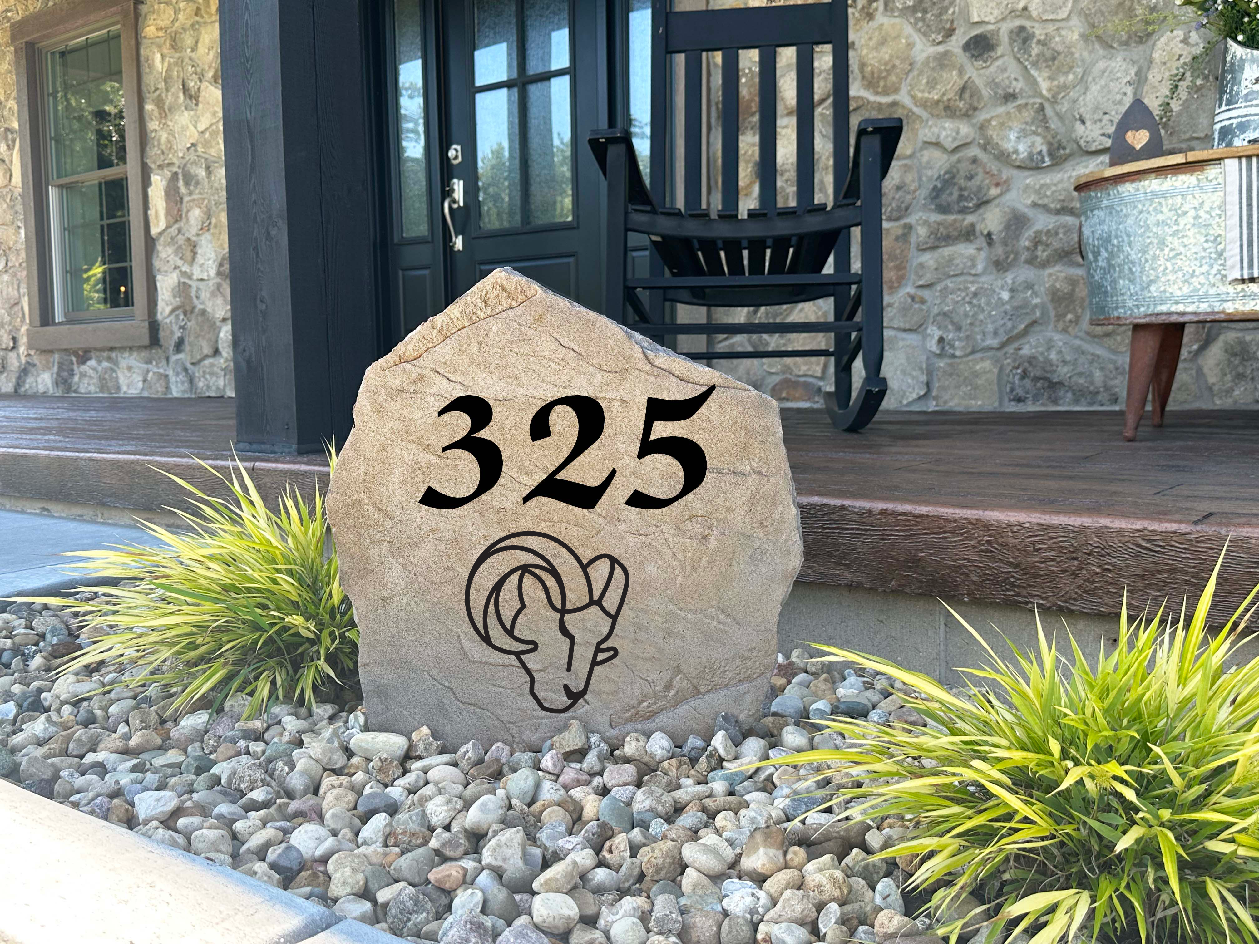 Los Angeles Rams Design-A-Stone Landscape Art Address Stone