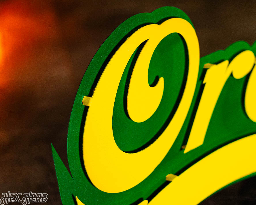 Oregon Ducks Script 3D Vintage Metal Wall Art