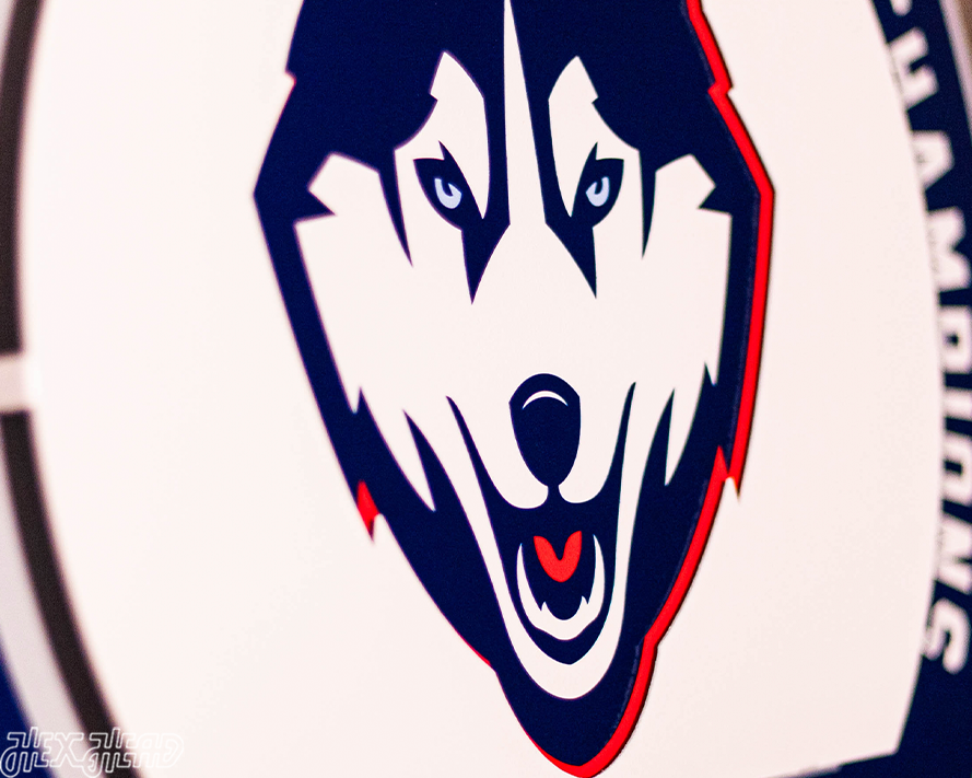 Connecticut UCONN Huskies DYNASTY- Men's Basketball Championships w/ Replaceable Icon Plate 3D Vintage Metal Wall Art