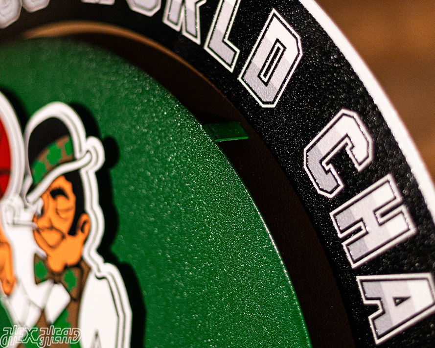 Boston Celtics DYNASTY- World Championship Wins w/ Replaceable Icon Plate 3D Metal Wall Art