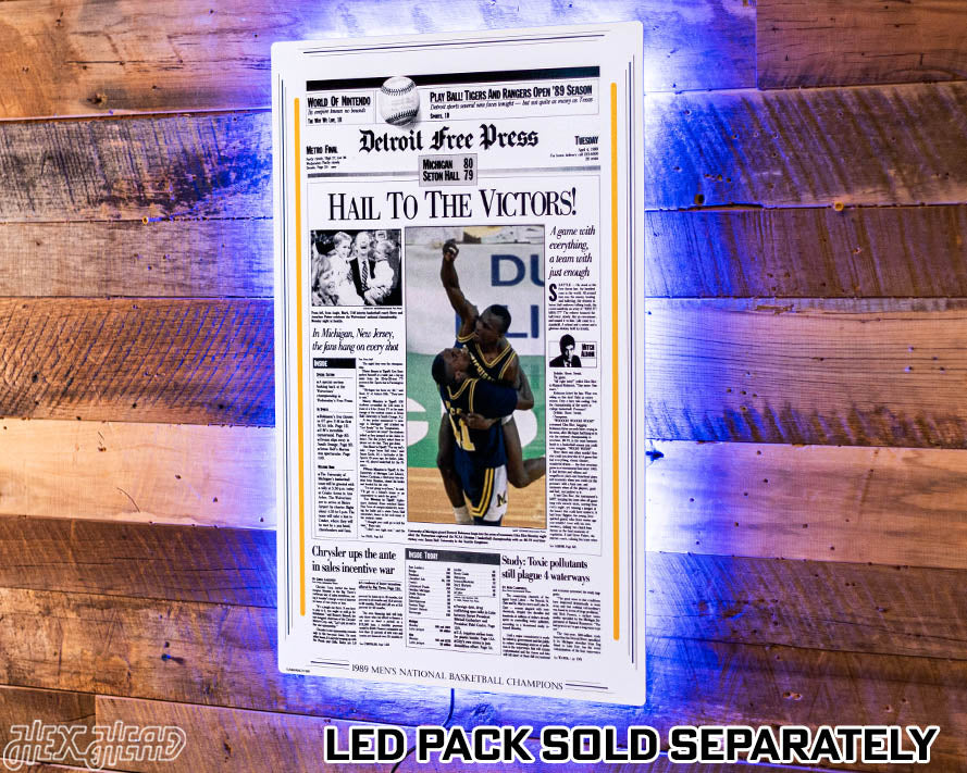 Detroit Free Press Michigan Wolverines 1989 Basketball National Champions Front Page - APRIL 4, 1989