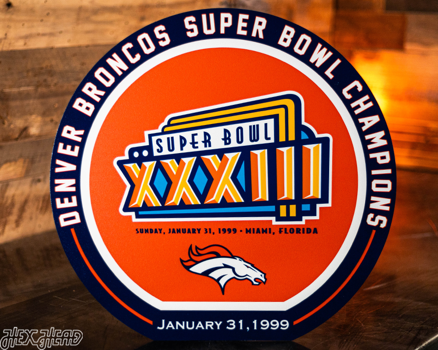 VARSITY Collection- SINGLE Layer Denver Broncos Super Bowl XXXIII Metal Wall Art