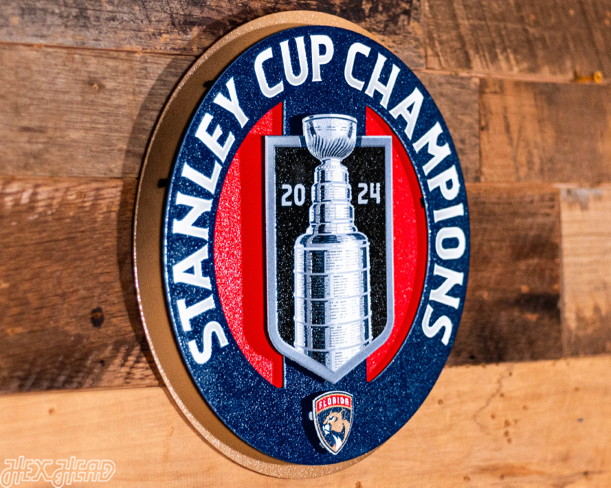 12" Florida Panthers HEX HEAD EXCLUSIVE Design 2024 Champions 3D Metal Wall Art
