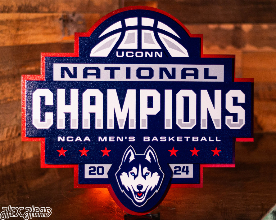 UCONN Huskies 2024 National Champions 3D Metal Wall Art