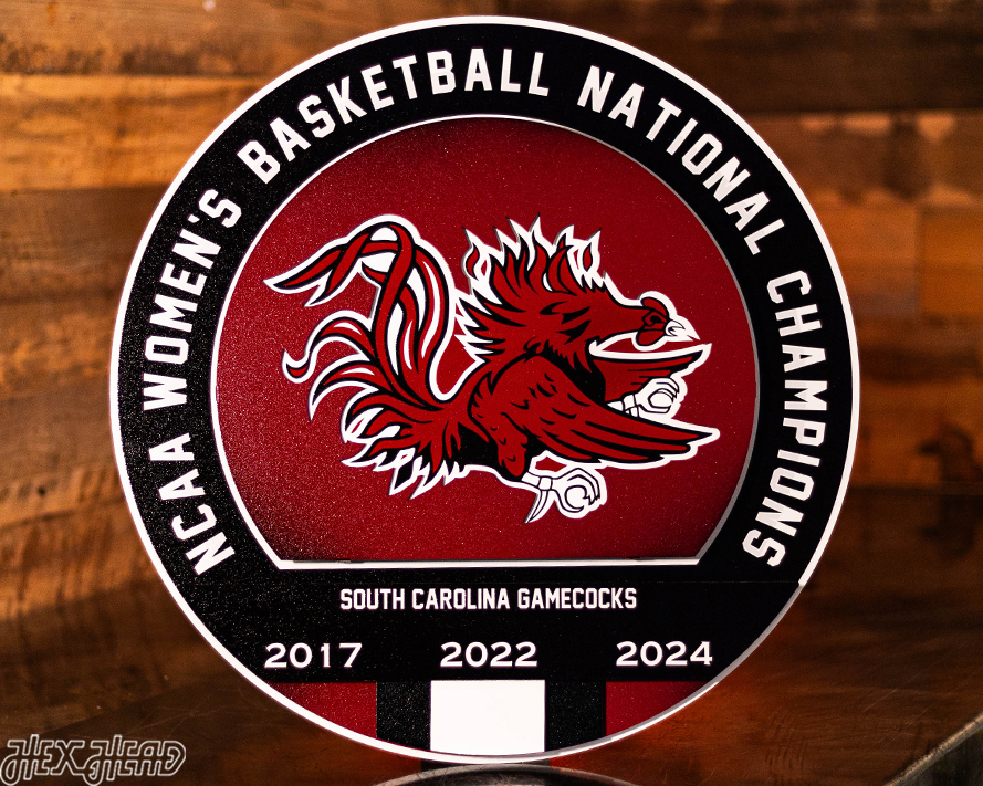 South Carolina Gamecocks DYNASTY- Women's Basketball Championships w/ Replaceable Icon Plate  3D Vintage Metal Wall Art