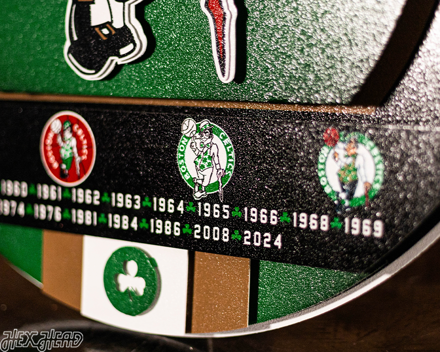 Boston Celtics DYNASTY- World Championship Wins w/ Replaceable Icon Plate 3D Metal Wall Art