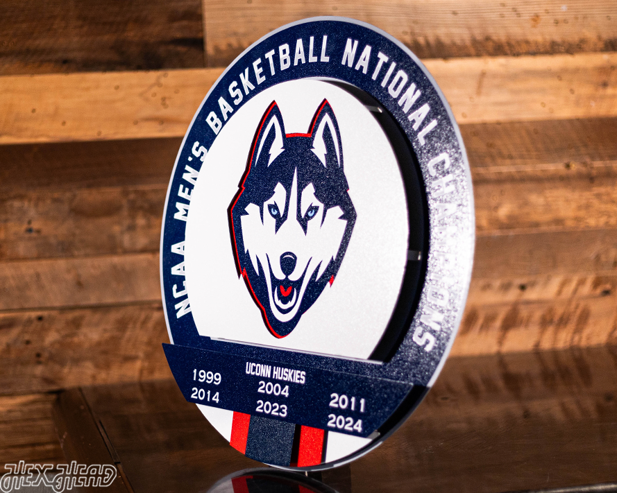 Connecticut UCONN Huskies DYNASTY- Men's Basketball Championships w/ Replaceable Icon Plate 3D Vintage Metal Wall Art
