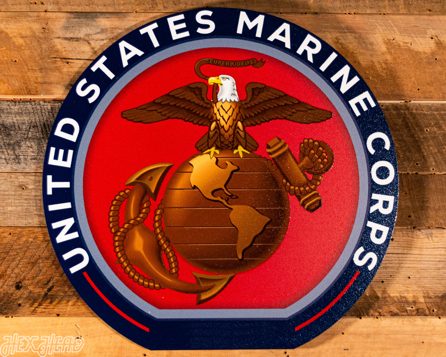 VARSITY Collection- SINGLE Layer United States Marines Corps Metal Wall Art