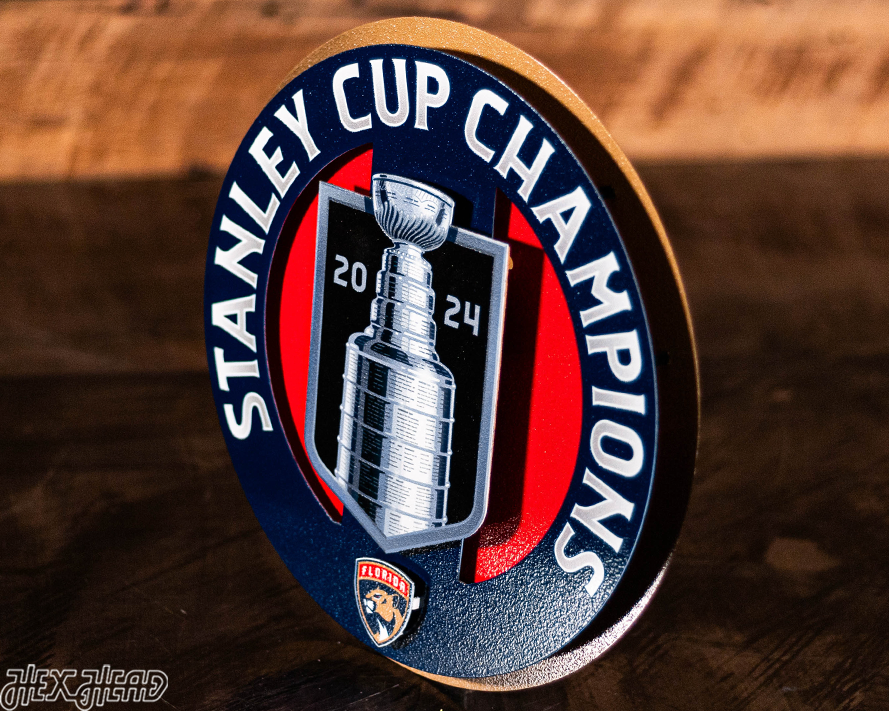 12" Florida Panthers HEX HEAD EXCLUSIVE Design 2024 Champions 3D Metal Wall Art