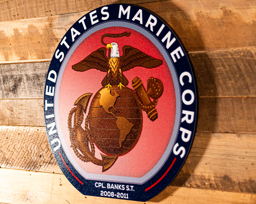 VARSITY Collection- SINGLE Layer United States Marines Corps Metal Wall Art