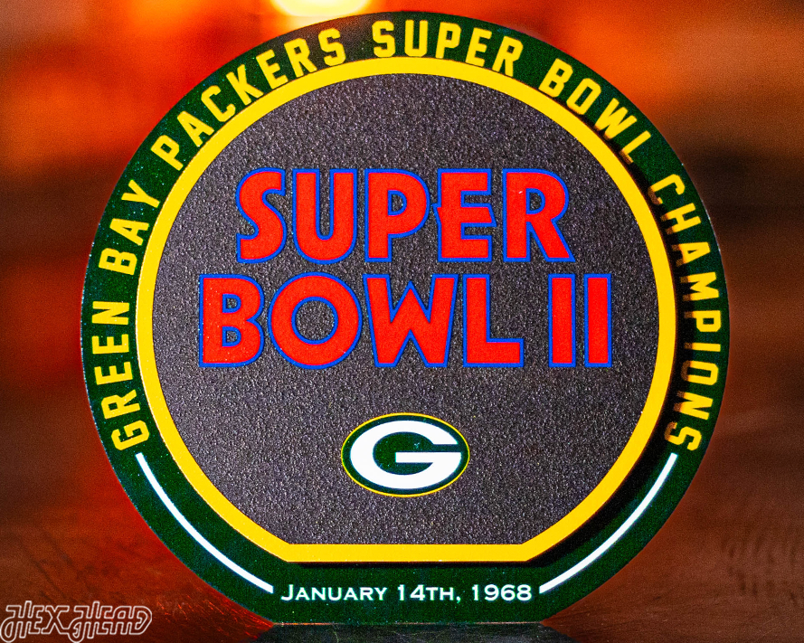 Green Bay Packers "1968" Super Bowl "Double Play" On the Shelf or on the Wall Art