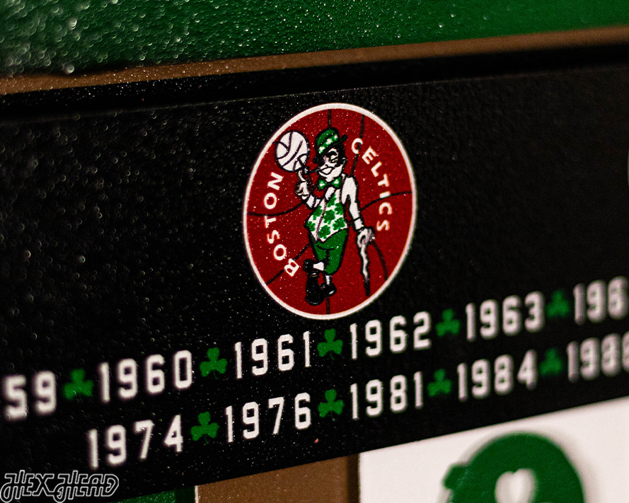 Boston Celtics DYNASTY- World Championship Wins w/ Replaceable Icon Plate 3D Metal Wall Art