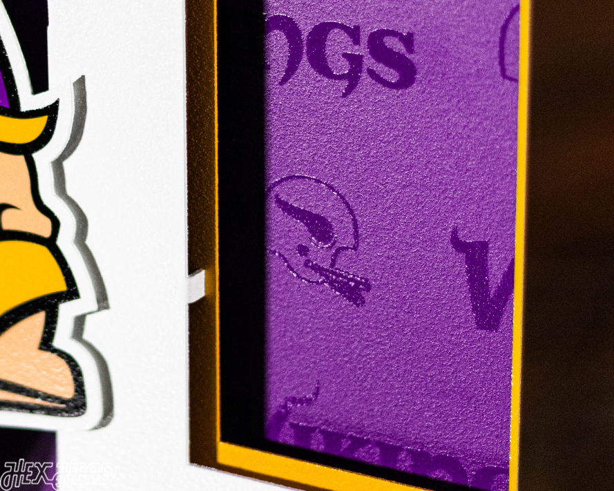 Minnesota Vikings "SKOL" Hex Head Exclusive 3D Vintage Metal Wall Art