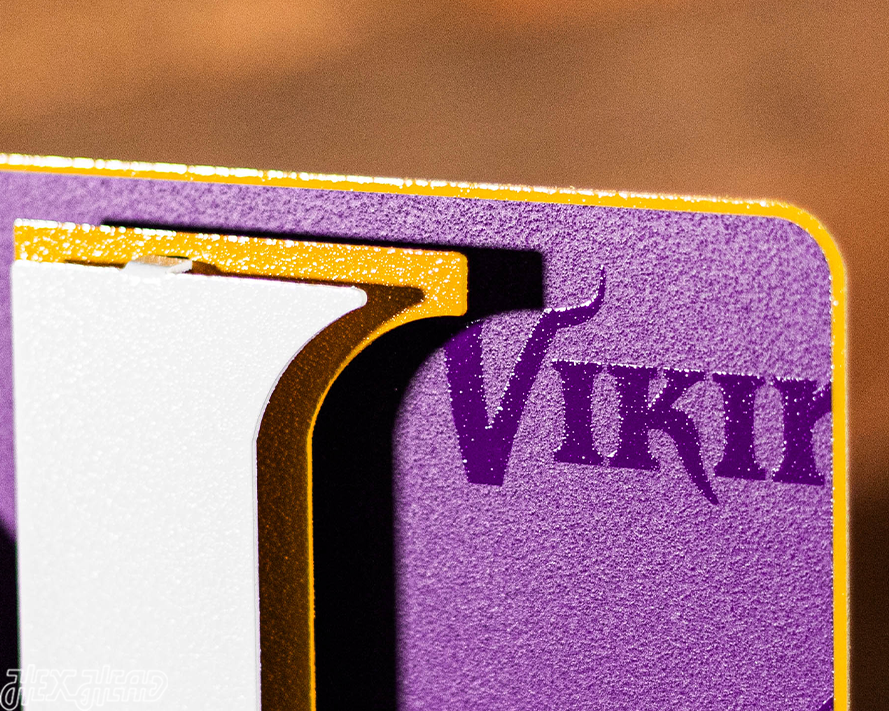 Minnesota Vikings "SKOL" Hex Head Exclusive 3D Vintage Metal Wall Art