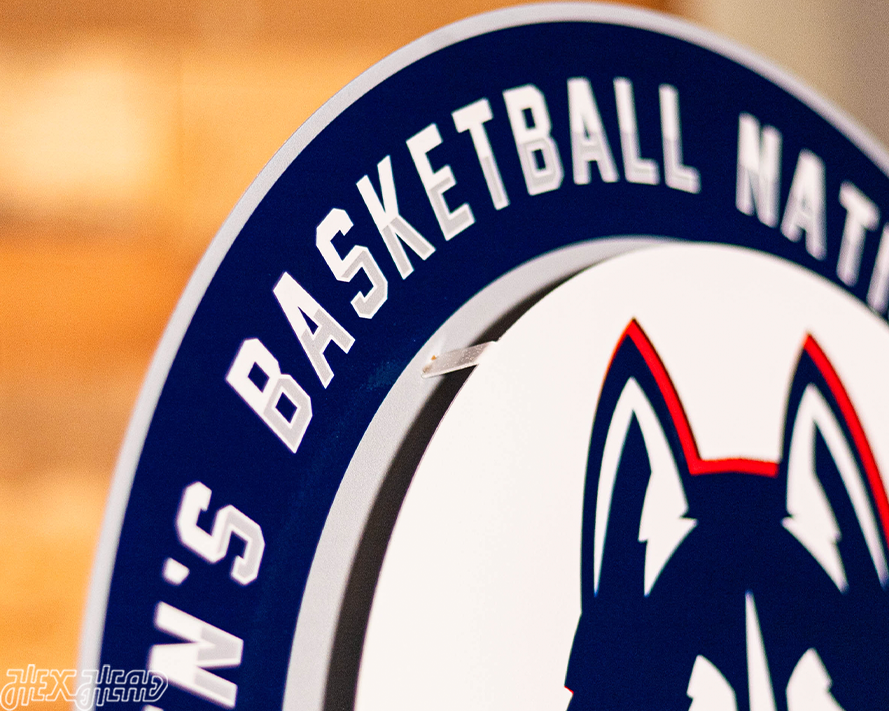 Connecticut UCONN Huskies DYNASTY- Men's Basketball Championships w/ Replaceable Icon Plate 3D Vintage Metal Wall Art