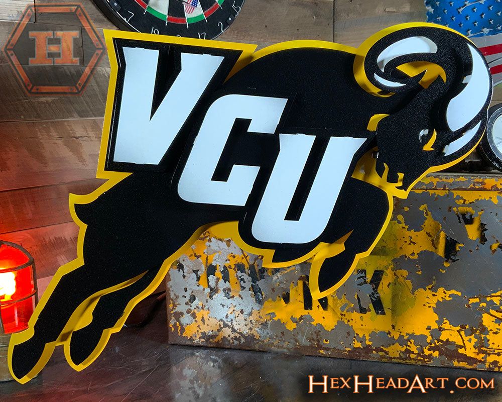 Virginia Commonwealth Rams "VCU RAM" 3D Vintage Metal Wall Art