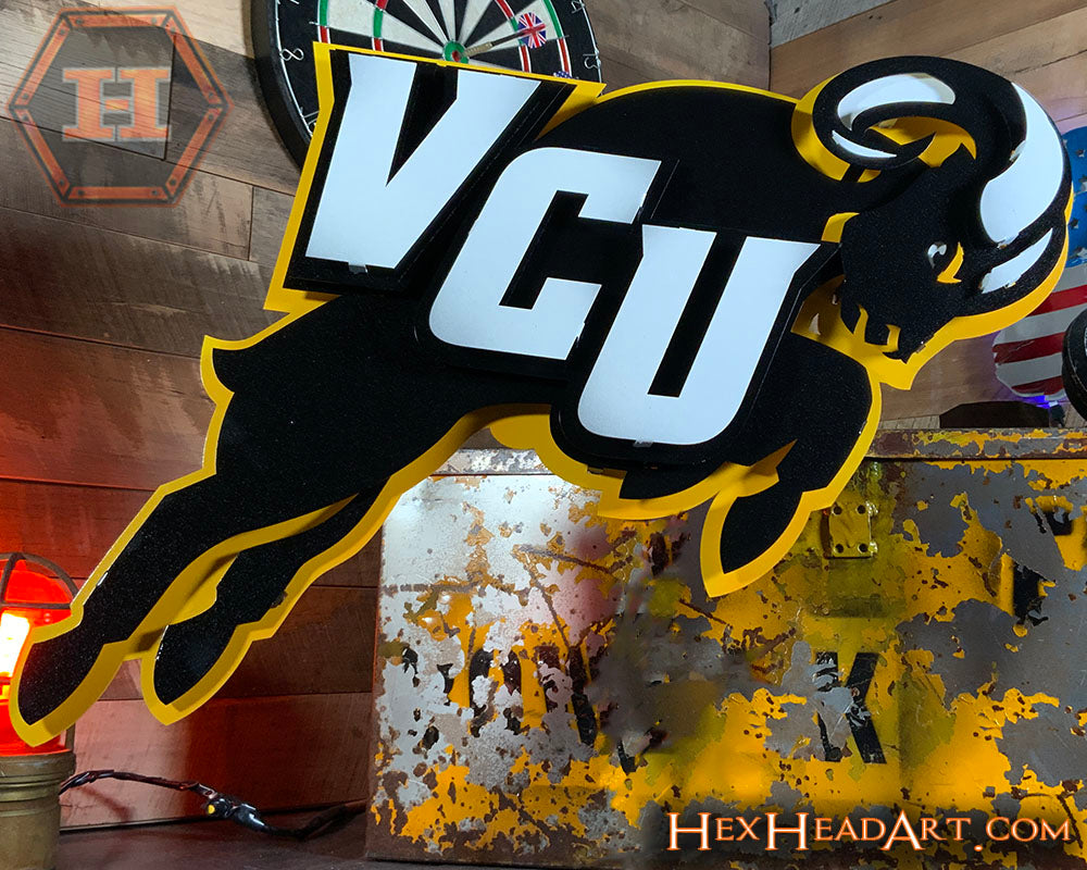 Virginia Commonwealth Rams "VCU RAM" 3D Vintage Metal Wall Art