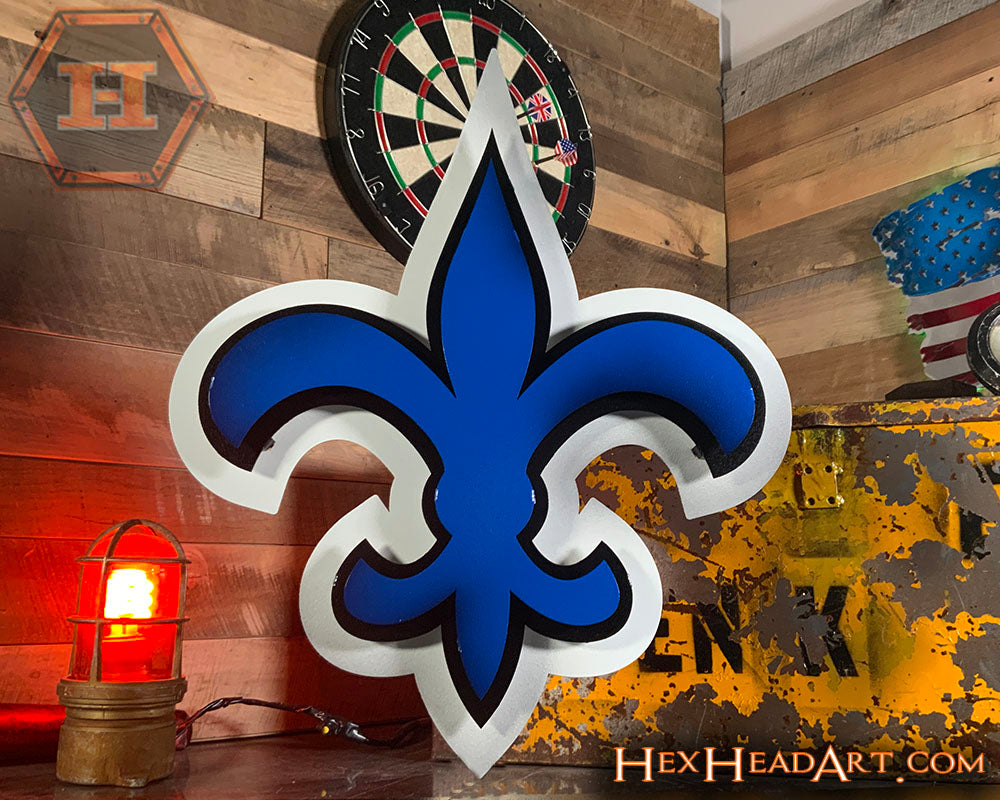 Fleur De Lis WILDCATS 3D Vintage Metal Wall Art