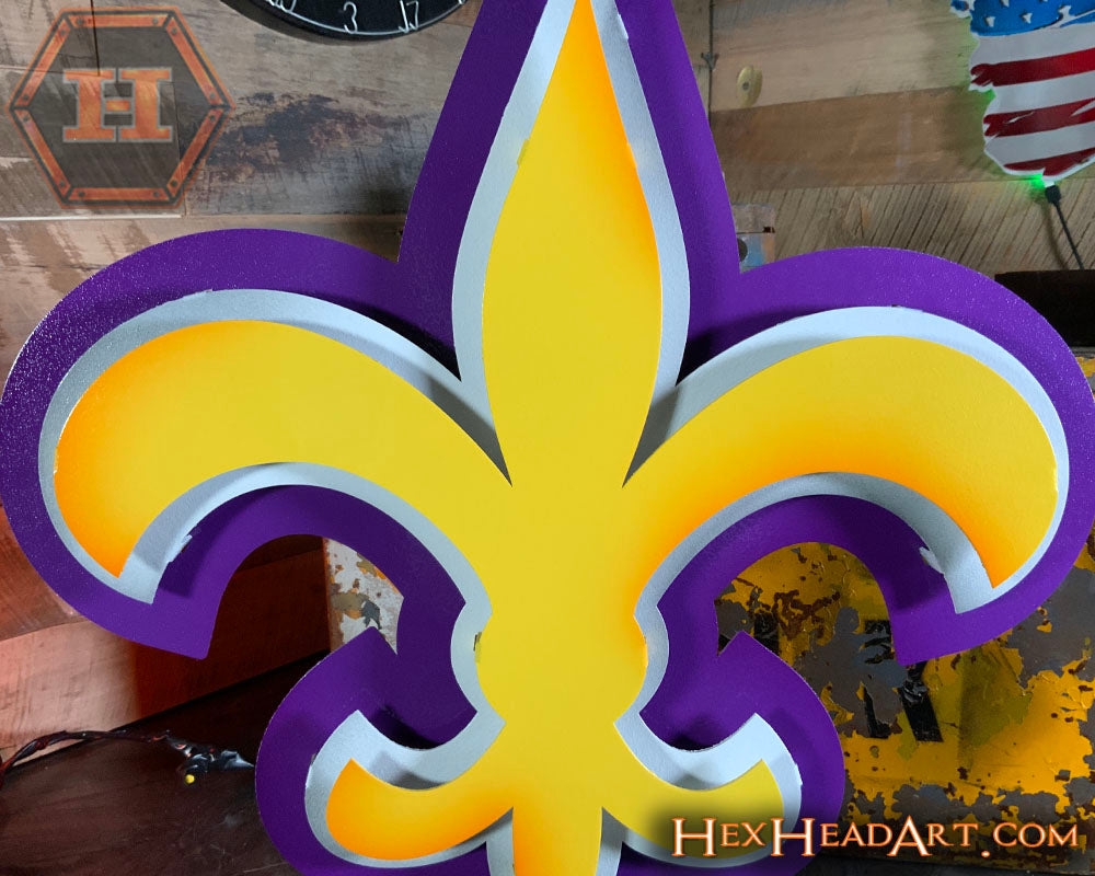 Fleur De Lis TIGERS 3D Vintage Metal Wall Art
