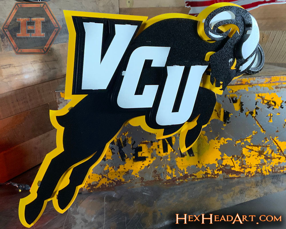 Virginia Commonwealth Rams "VCU RAM" 3D Vintage Metal Wall Art