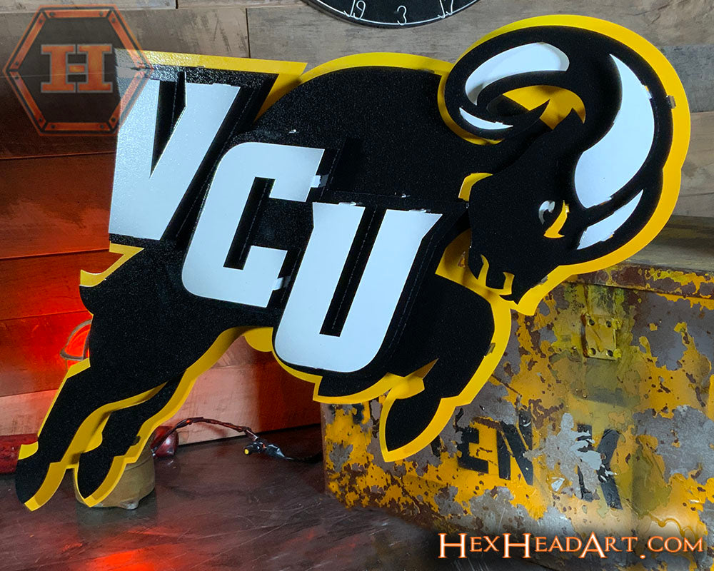 Virginia Commonwealth Rams "VCU RAM" 3D Vintage Metal Wall Art