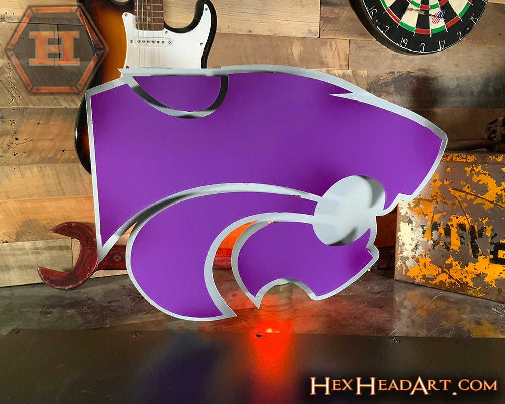 Kansas State Wildcat Mascot 3D Vintage Metal Wall Art