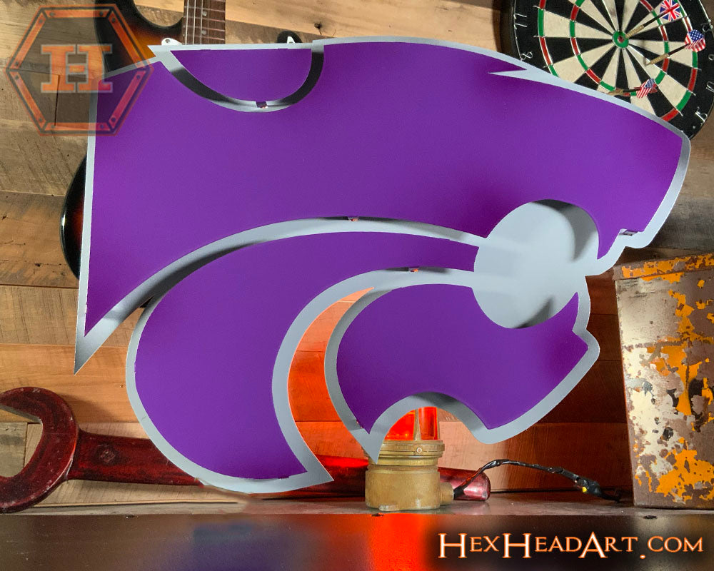 Kansas State Wildcat Mascot 3D Vintage Metal Wall Art