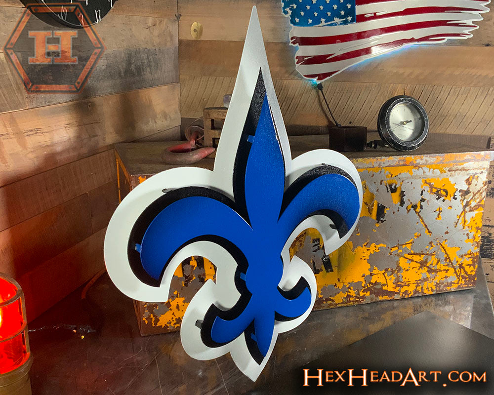 Fleur De Lis WILDCATS 3D Vintage Metal Wall Art