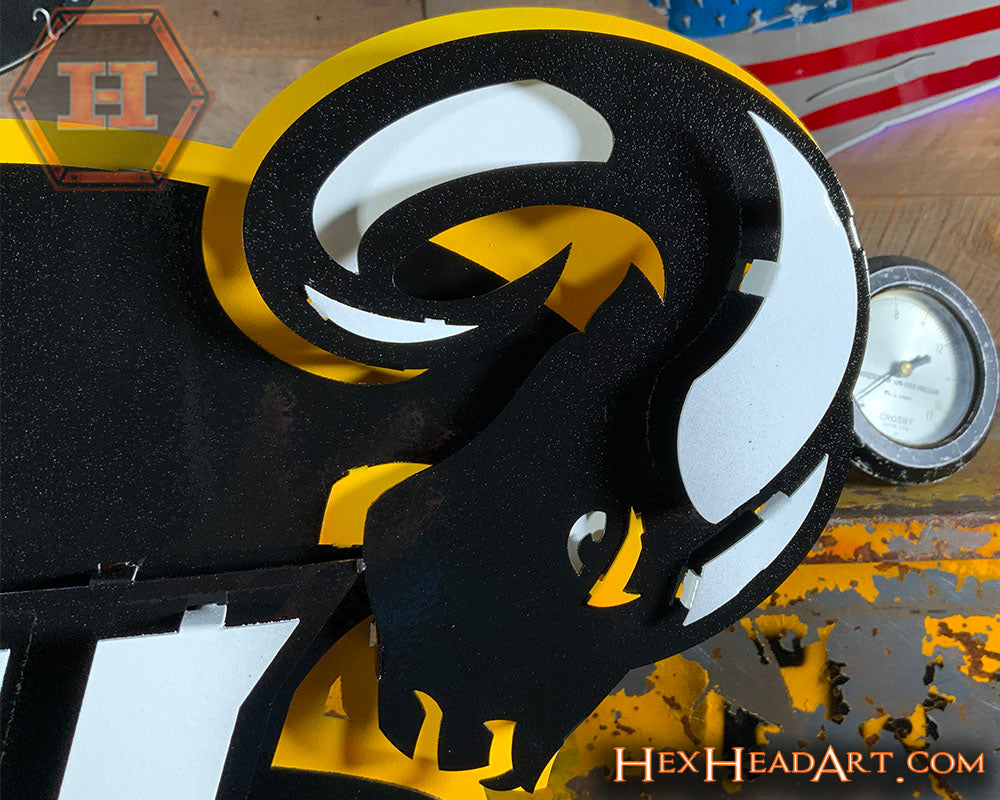 Virginia Commonwealth Rams "VCU RAM" 3D Vintage Metal Wall Art