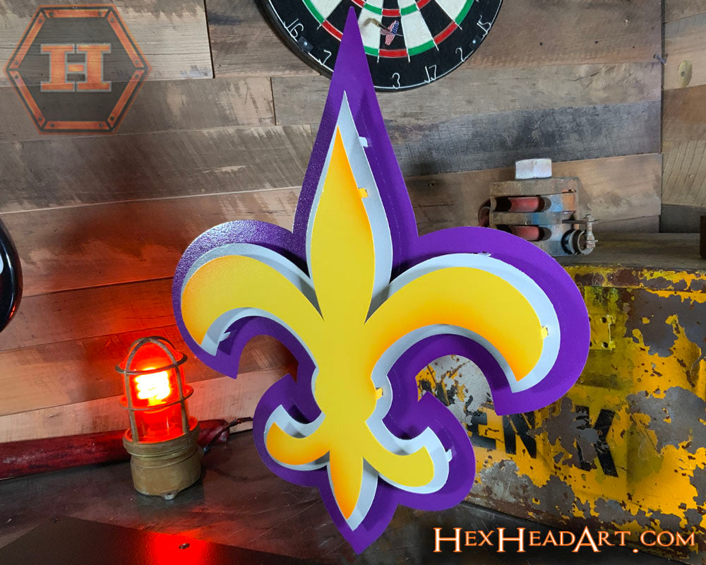Fleur De Lis TIGERS 3D Vintage Metal Wall Art