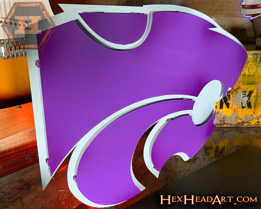Kansas State Wildcat Mascot 3D Vintage Metal Wall Art