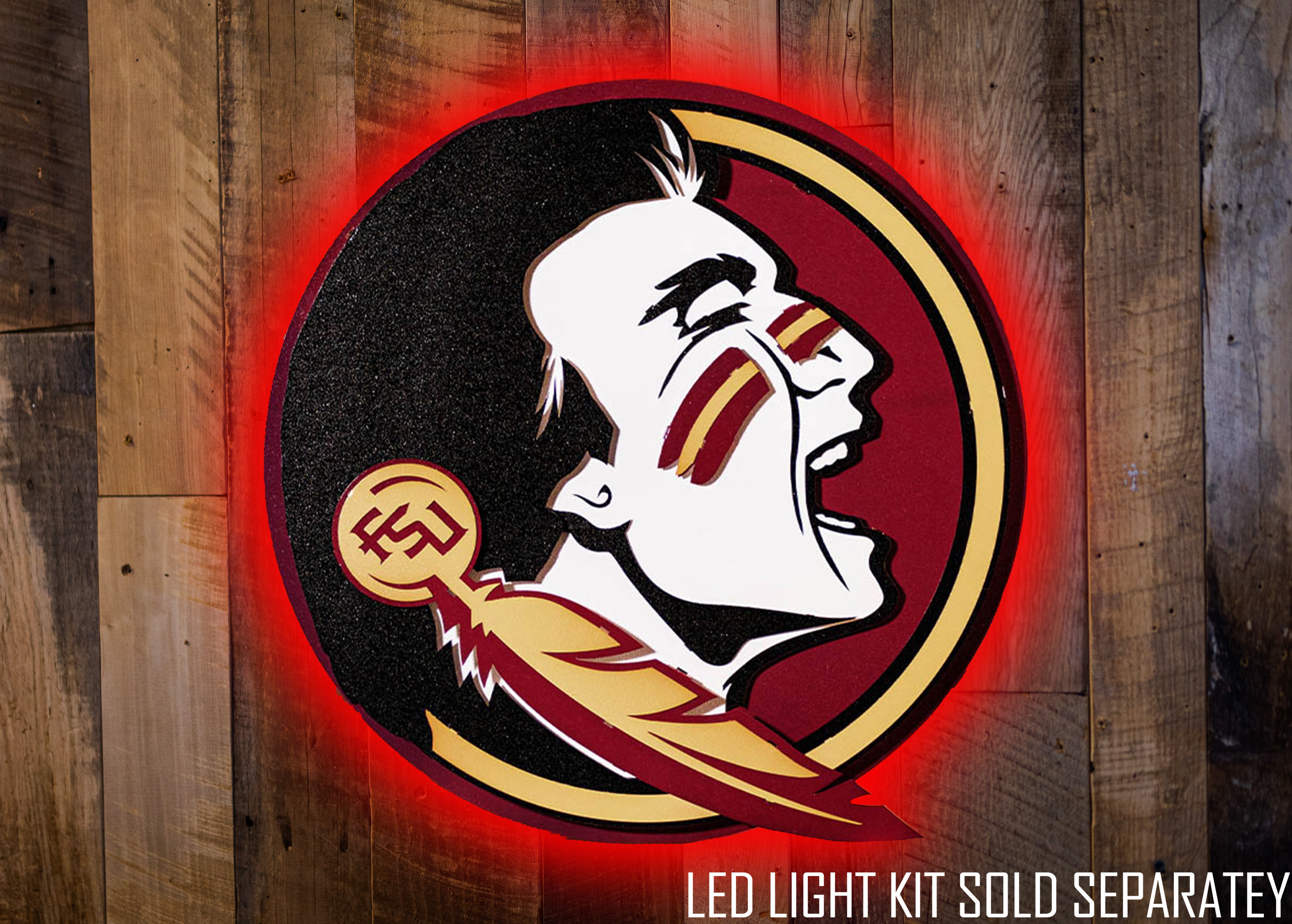 Florida State Seminole Crest 3D Vintage Metal Wall Art